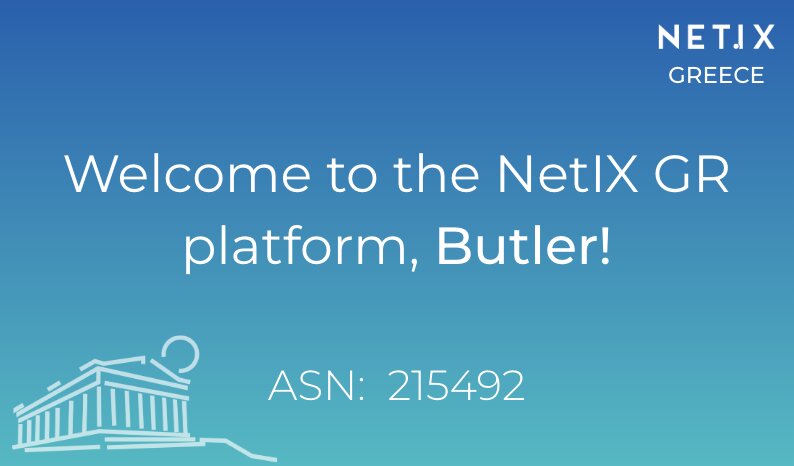 Bem vindo à plataforma NetIX GR, Butler!