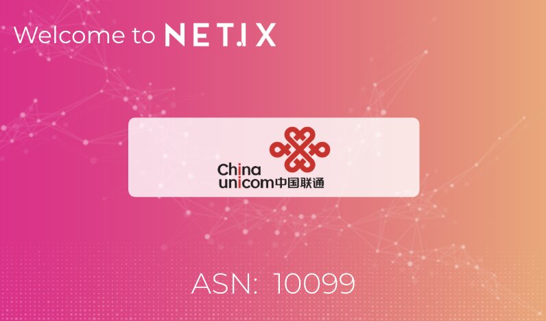 Bem vindo à plataforma NetIX, China Unicom!